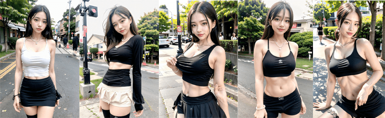 九宫格AI美女--作品展示 马路甜心小妹-兔兔Blog