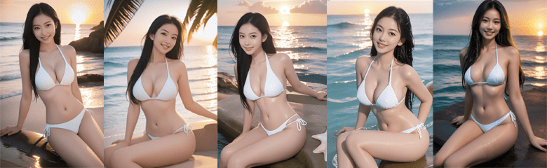 九宫格AI美女--作品展示   落日甜心-兔兔Blog